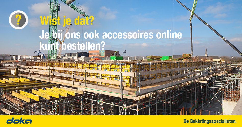 Doka is er voor alle #doorbouwers. 👷‍♂️👷‍♀️ 
Daarom kun je bij ons ook gemakkelijk accessoires online bestellen. Tot snel!

📧 Nog geen toegang tot de webshop? Stuur ons een mailtje en wij maken een inlogcode voor je aan: nederland@doka.nl
