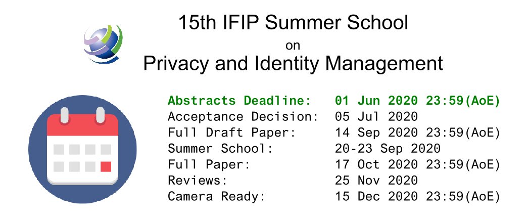 Deadline for abstracts is on June 1, 2020!

Submit here:
&gt;&gt; ocs.springer.com/ocs/home/IFIPS… &lt;&lt;

#Springer #IFIP #SummerSchool #Privacy #IdentityManagement <a href="/ifipnews/">IFIP</a>