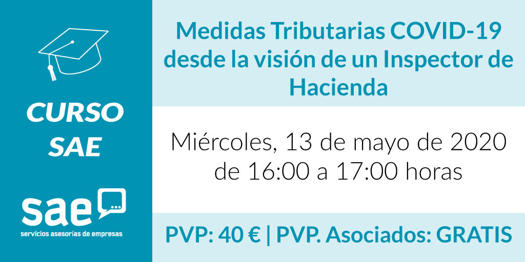 Apúntate a nuestra sesión práctica con D. Domingo Carbajo Vasco, Inspector de Hacienda del Estado, donde actualizaremos los conocimientos del asesor en diversos temas fiscales y tributarios de interés como son las medidas tributarias COVID-19: bit.ly/3fm8Bcp
