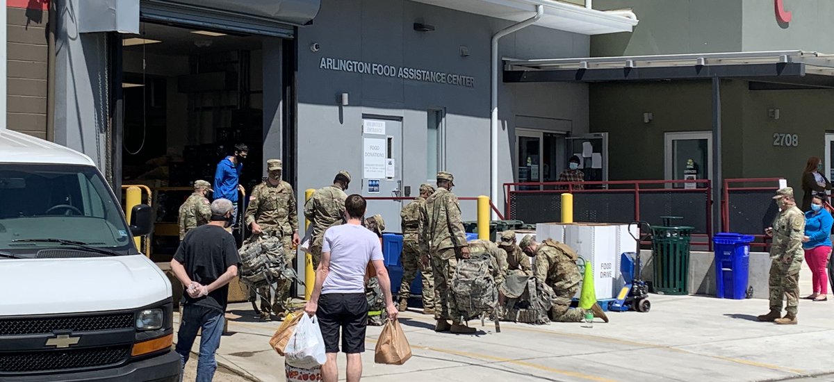 Jeff_M_Hite's tweet photo. Yesterday morning, we loaded our rucks full of non perishable food and foot marched them 7 miles to hand deliver these to the Arlington Food Assistance Center. We donated over 400lbs to our local community to help in these unprecedented times. Great job team! https://t.co/q8TdpnTa0o