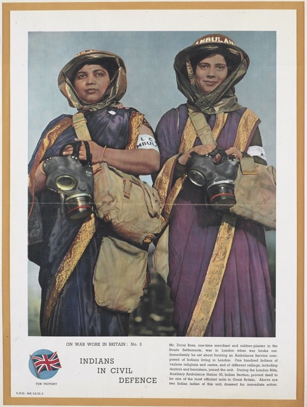 During the London Blitz, Auxiliary Ambulance Station 50, Indian Section, (composed of over 100 Indians of various religions) proved itself to be one of the most efficient units in Great Britain. Here are two incredible ladies of this unit, dressed for immediate action.