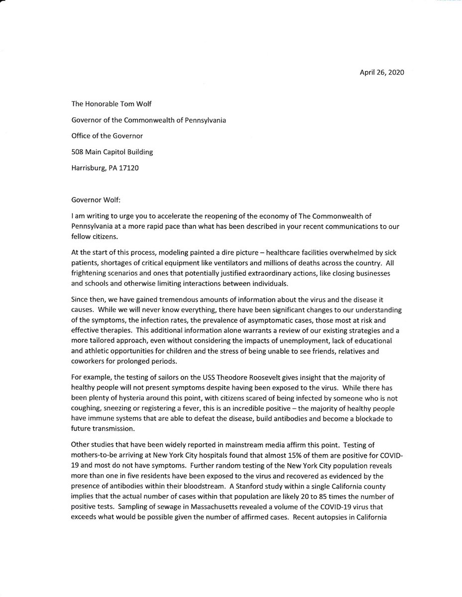 dkovatich's tweet photo. @GovernorsOffice @GovernorTomWolf @SecretaryLevine Attached is a letter I sent to your office a few weeks ago urging a new approach.  I'm willing to have an intelligent conversation about what does and doesn't work and how to find our way out of this mess. https://t.co/aV25YjFyW7