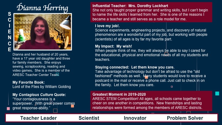 ARKRIVERESC's tweet image. Happy Teacher Appreciation Week! 
ARESC Shines a Spotlight on our Science Specialist today!   Thank for your Intentional Energetic Presence!  
We appreciate you! 👏🌟🥇