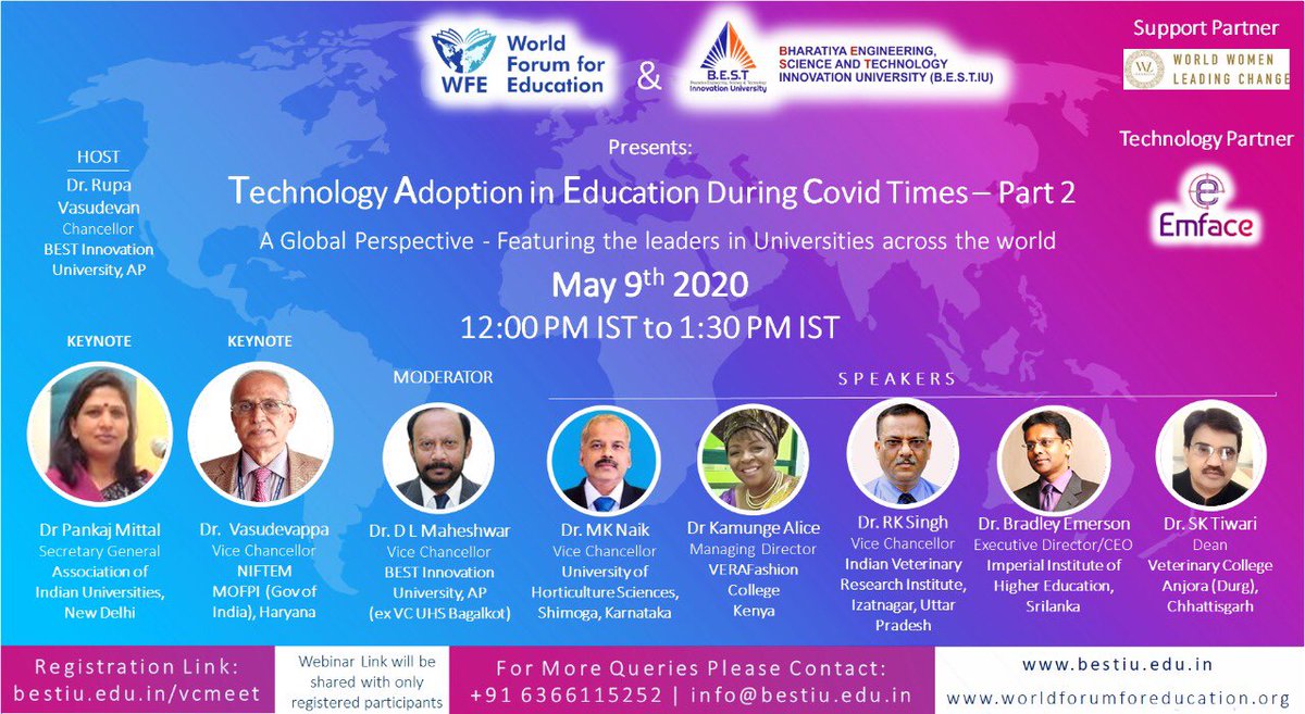 V_Rupa's tweet photo. “Technology adoption in education during Covid times “, expert talks series 2. Keynote address by Dr Pankaj Mittal, Secretary General AIU and Dr Vasudevappa , VC NIFTEM @YAAC2020 @bestiu20 @AIUIndia @manmohan_ias @lalbharat57 @pankajugc https://t.co/YjST2TMdrf