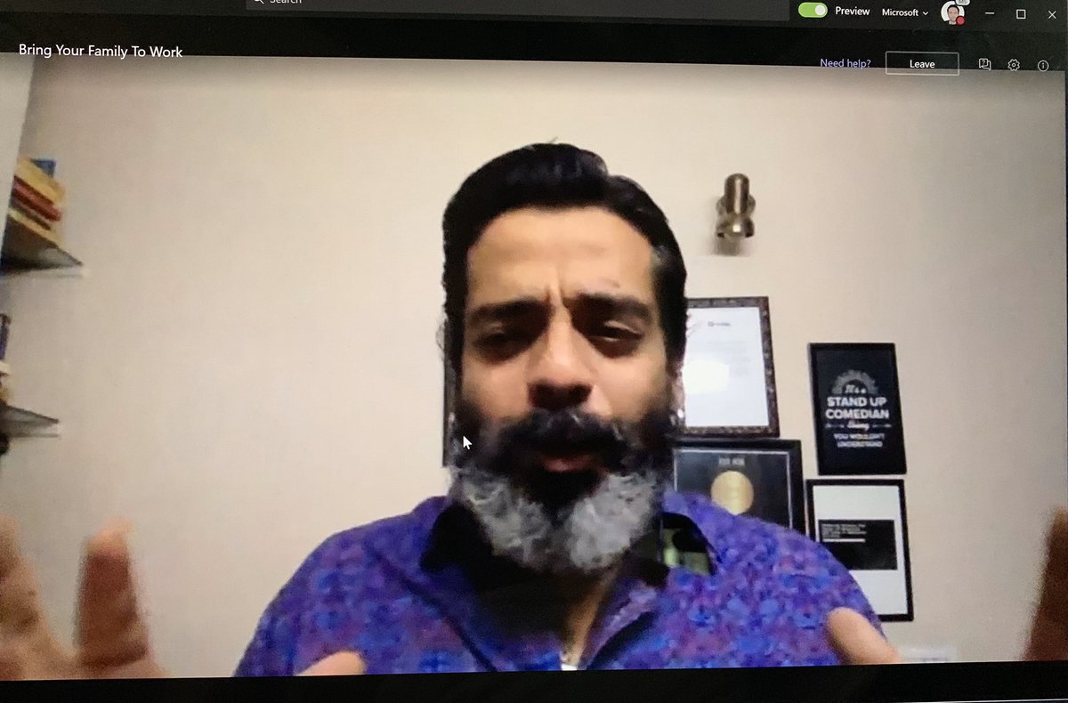 VaibhavKrS's tweet photo. @Jeeveshu I just logged into my @MicrosoftTeams meeting and found this. Welcome to @MicrosoftIndia !!! 😀😀 #BringYourFamilyToWork https://t.co/fcSo3bfWPO