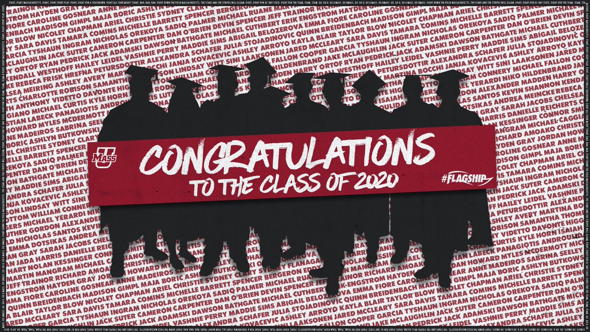 UMassAthletics's tweet photo. 𝗖𝗼𝗻𝗴𝗿𝗮𝘁𝘂𝗹𝗮𝘁𝗶𝗼𝗻𝘀 𝘁𝗼 𝘁𝗵𝗲 𝗖𝗹𝗮𝘀𝘀 𝗼𝗳 𝟮𝟬𝟮𝟬!

Tune in to the virtual 2020 Commencement Celebration today at 4:30 p.m. (ET)

🎓: https://t.co/xjNX5svMQn

#Flagship🚩 https://t.co/1AgLdEb66z