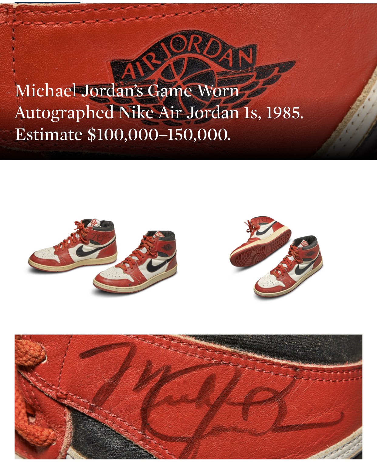 Michael Jordan's Game Worn 1985 Player Sample Air Jordan 1s