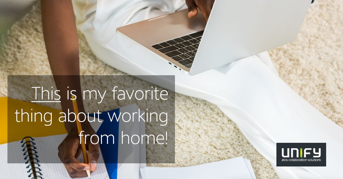 UnifyMitel's tweet photo. What's the best thing about #WorkingFromHome? We have asked our #RemoteWork experts and here is what they shared about their favorite aspects of home-based working:▶ https://t.co/qKI6LNlUFm https://t.co/seGI7VKhSB
