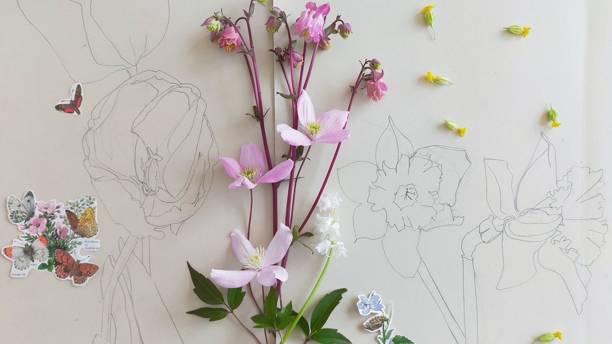 Create the nature outside, inside

Day 8 #CreateToConnect
Tons of fun w today's <a href="/64M_Artists/">64 Million Artists</a> creative challenge. A few drawings of spring flowers now gone, fresh picks from the garden &amp; a nod to the orange-tip butterfly seen yday

#nature #CultureinLockdown #butterfly #quarantine