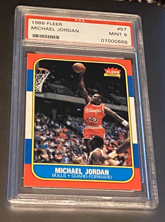 michael jordan fleer rookie card psa 8
