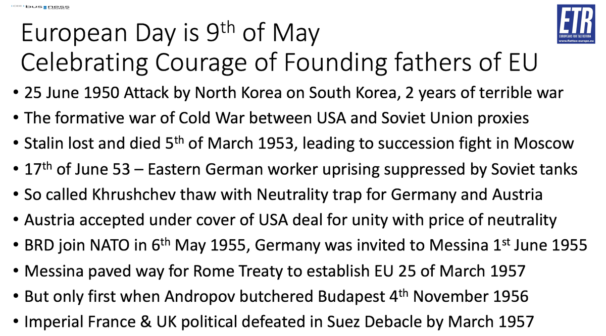 GunterFehlinger's tweet photo. #ETR calls for a common #EuropeanNarrative to explain the context and courage of how European Union was founded and how difficult and challenging that was! And 9th of May please as Public Holiday in all EU and all who want to join EU in future as #EuropeanDay https://t.co/eDj6YdPYoM