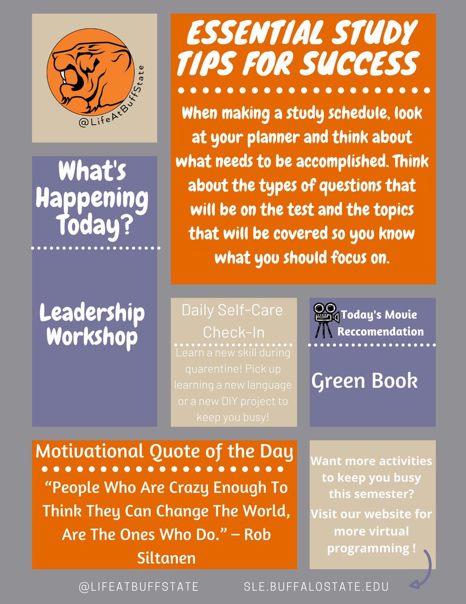 LifeatBuffState's tweet photo. Happy Last Day of Classes! Finish out #BuffStateStrong
Join Student Leadership & Engagement at noon today for a Leadership Workshop (https://t.co/Hen2VETJLn) https://t.co/ZphmQI3nkJ