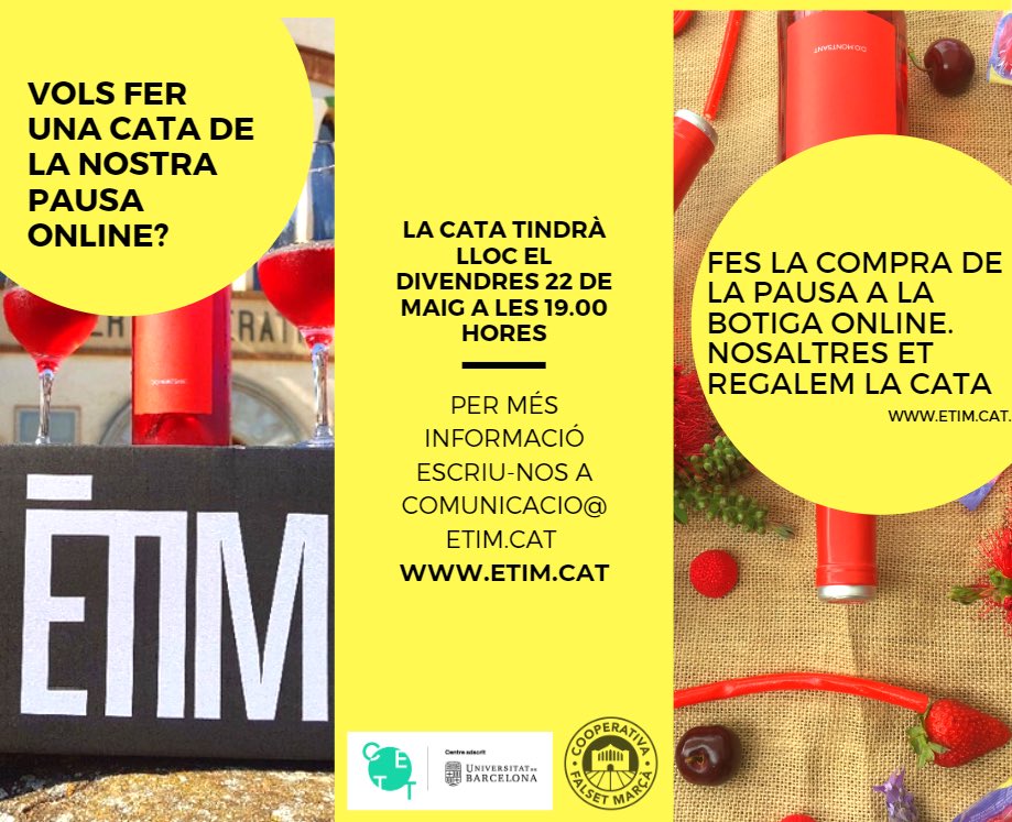 Etimonline's tweet photo. Us animeu a una cata del nostre Ètim la Pausa? @cett_ub @joanlluisgc #somcooperativa #etimonline https://t.co/nnouTwtVMk