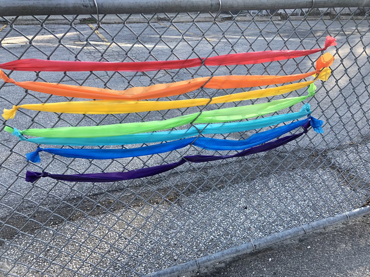 MimicoCreek's tweet photo. @EtobicokeF @lynromanko @TorontoRivers @blogTO More colourful bows at David Hornell Public School in Mimico #Etobicoke #rainbowtrees https://t.co/m5OO7vFrnC