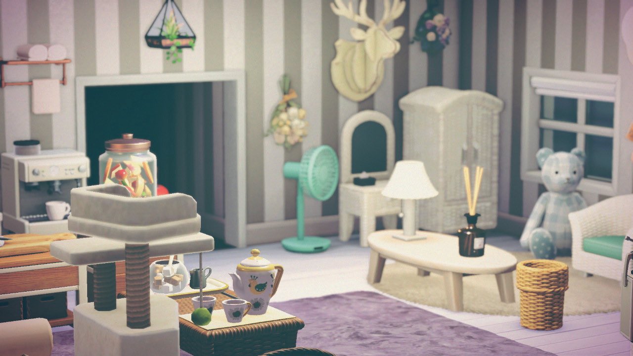 のい 模様替え ストライプの壁紙可愛いなあ あつ森 あつ森インテリア どうぶつの森 Animalcrossing Acnh Nintendoswitch