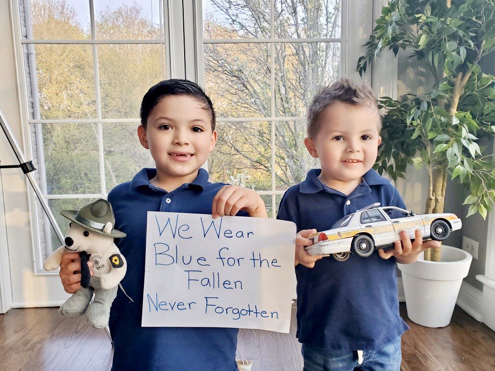 Wear 🔹BLUE🔹 Day

These little guys are wearing blue to remember our fallen heroes today. 💙

Their daddy is a Trooper and a Marine. 🇺🇸

We will never forget our fallen heroes. 

#NationalPoliceWeek