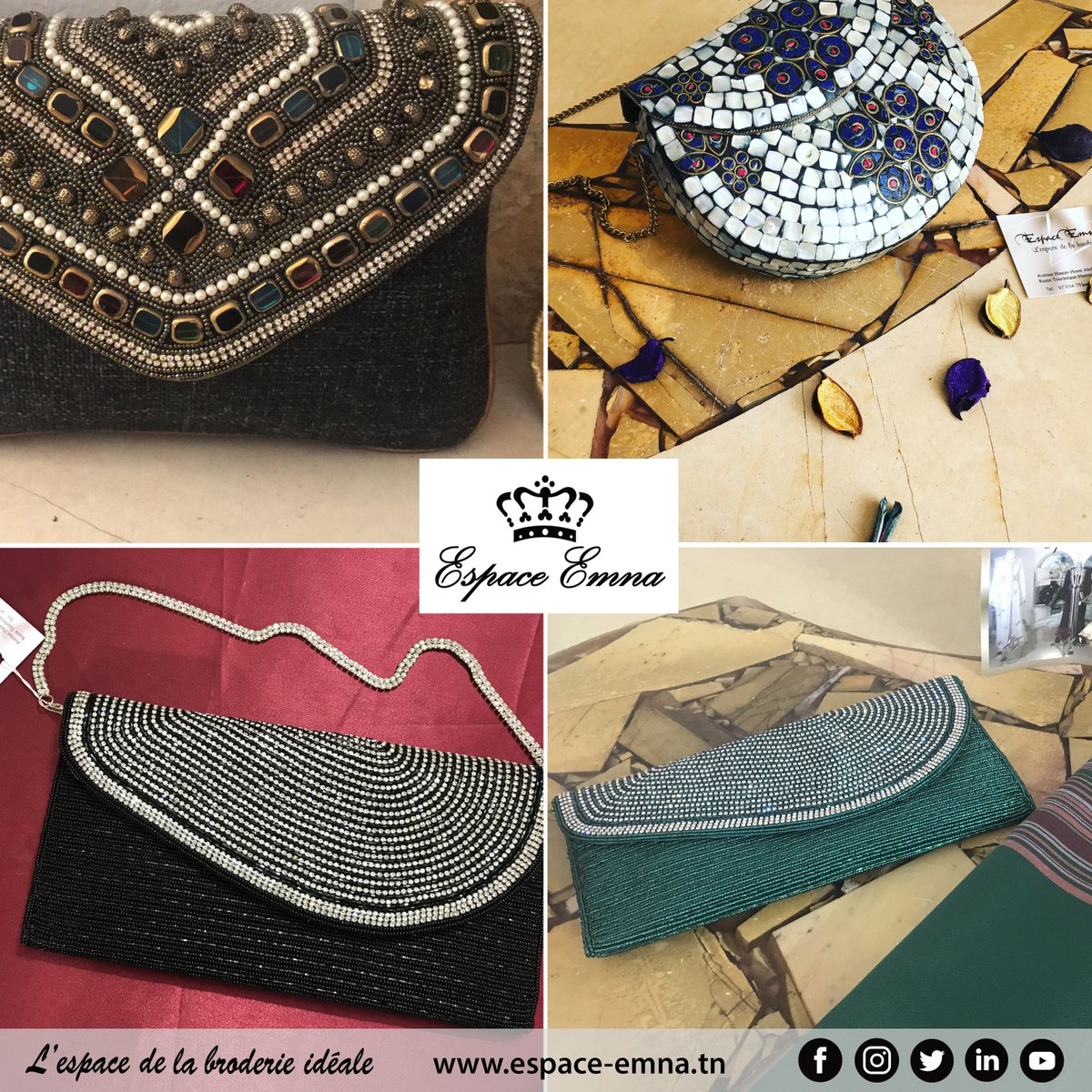 EspaceEmna's tweet photo. Pour embellir vos tenues de soirée ou vos looks de tous les jours, optez pour une pochette brodée, confectionnée par Espace Emna.
Une pochette brodée est l’accessoire incontournable pour apporter une touche d'élégance et d'originalité à votre style.

#EspaceEmna #traditionnel https://t.co/Z0bSJ9w8G1