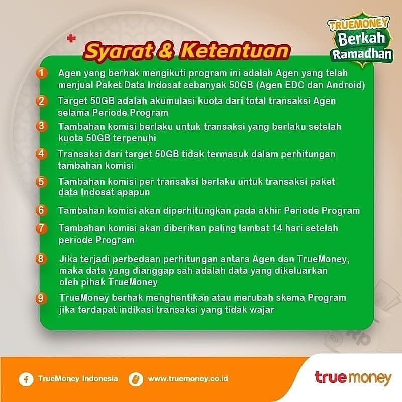TrueMoneyId's tweet photo. Hai #TrueFriends Spesial untuk kamu
Semakin Banyak Komisi nya.
Jual Paket Data Indosat Untung Plus-Plus !
Yuk gabung menjadi agen @truemoneyid
Kalian bisa jual paket data dan dapat banyak keuntungan
Dapatkan tambahan Komisi,
Rp200/GB + Rp200/Transaksi.
#InfoTrueMoney https://t.co/NFQjL9zyJo