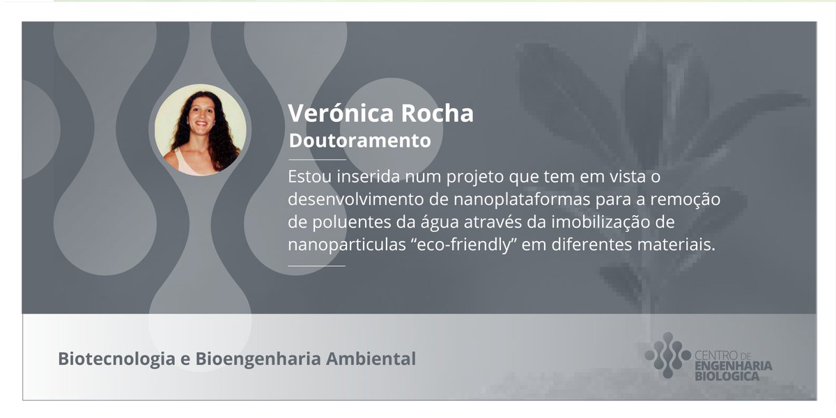 cebuminho's tweet photo. É a vez de destacar a colaboradora Verónica Rocha.
Está envolvida num projeto de investigação que visa o desenvolvimento de nanoplataformas para a remoção de poluentes da água através da imobilização de nanoparticulas “eco-friendly” em diferentes materiais.
#CEB #SomosCEB https://t.co/LXPKl3jz3f
