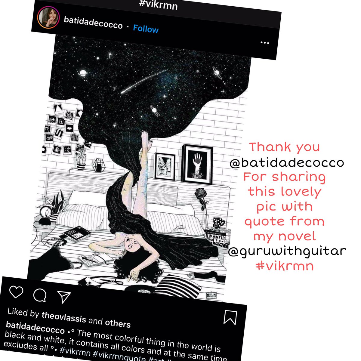 vikrmn's tweet photo. Thank you @batidadecocco @guruwithguitar #vikrmn
#aspiringauthor #australianauthor #vvca #vikram #indianauthor #indianauthors #guruwithguitar #10goldensteps #indianwriter #indianwriters #authorlife #authorquotes #indianbooks #australianauthors #blackandwhitephotography https://t.co/KxDEJCeiTs