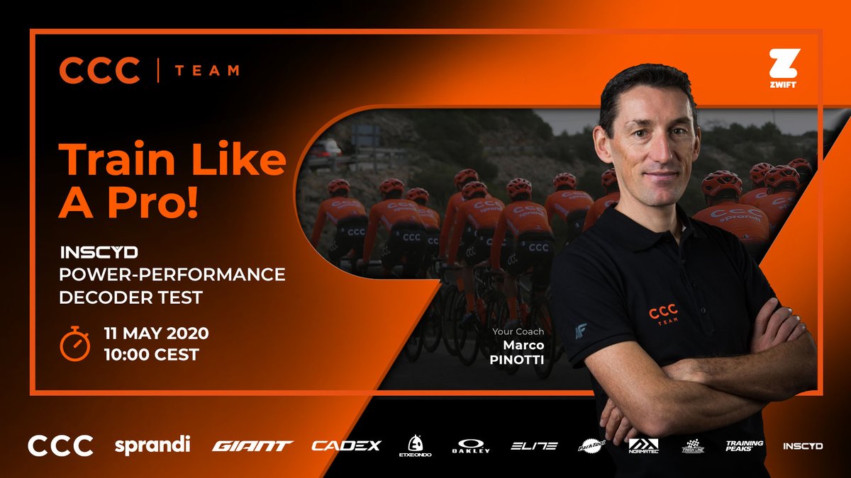 INSCYD's tweet image. Join UCI World Tour team CCC pro riders for a workout on Zwift – and maybe be one of three participants to get an INSCYD PPD data analysis by CCC Team Head of Performance Marco Pinotti. When: Monday, May 11, At: 10 a.m. (CET). #inscyd  #ppd  zwift.com/events/view/75…
