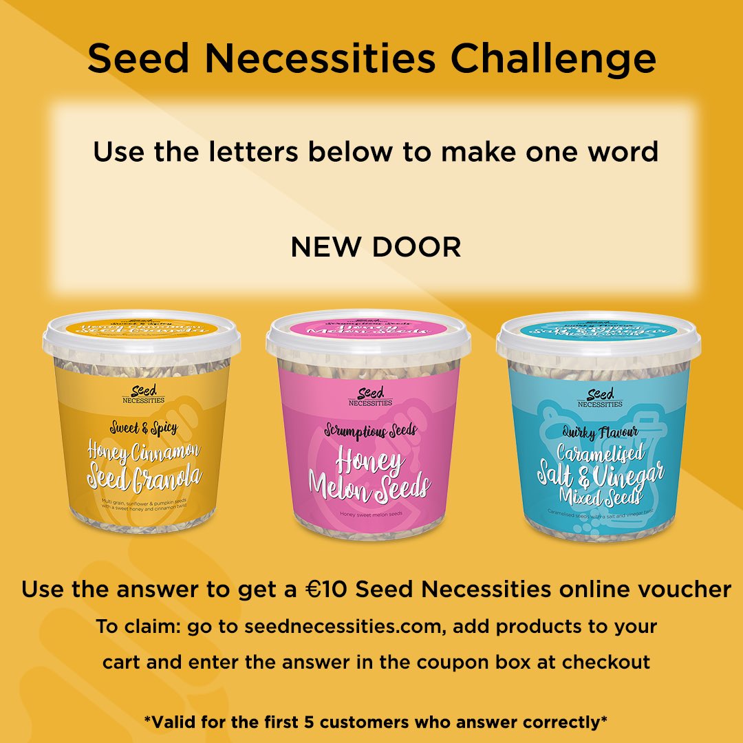 seednecessities's tweet photo. 🎊 Giveaway Time 🎊 
To keep your brains active we have a challenge 🧠 
The correct answer will bag you a €10 online voucher 🤑 
Follow the simple steps in the picture to win your prize👇
.
:
.
:
#seednecessities #win #treatyourtastebuds #lockdownchallenge 
#onlinecompetition https://t.co/Yz1neJnhan