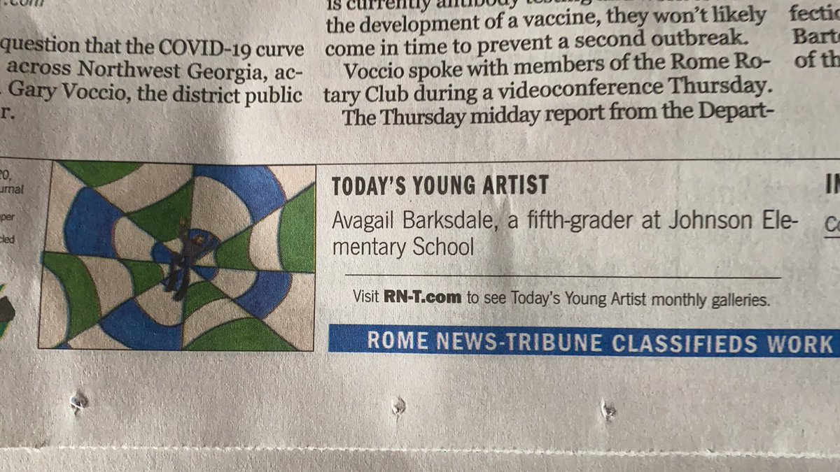 Congratulations Avagail Barksdale, RN-T artist of the day! <a href="/JohnsonWildcats/">Johnson Elementary School</a> <a href="/FloydCoSchools/">Floyd County Schools</a>