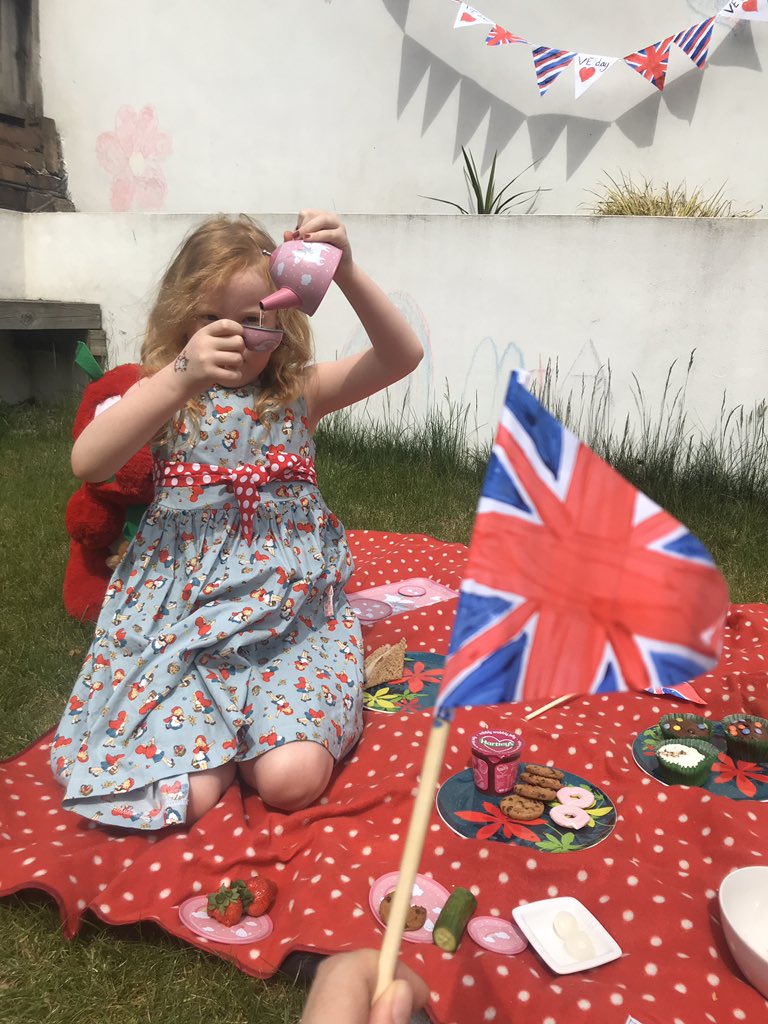 Choochoo_73's tweet photo. Celebrating VE Day in lockdown  with some homemade bunting and a teddy bears picnic! @marlboroughpri @MPS_2SMMPS_2024 https://t.co/HaFnausfmU