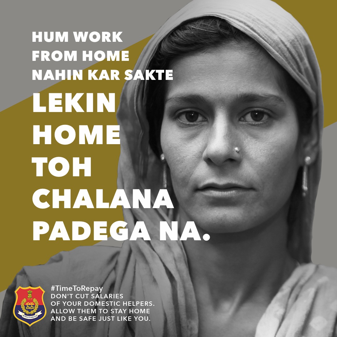PunjabPoliceInd's tweet photo. Let payday not become mayday! This is a difficult time for all. More so for your underprivileged domestic helpers. Pay salaries. They will eternally grateful!
#TimeToRepay #BeCompassionate #BeConsiderate #BeCaring https://t.co/TvaCY2S7e2