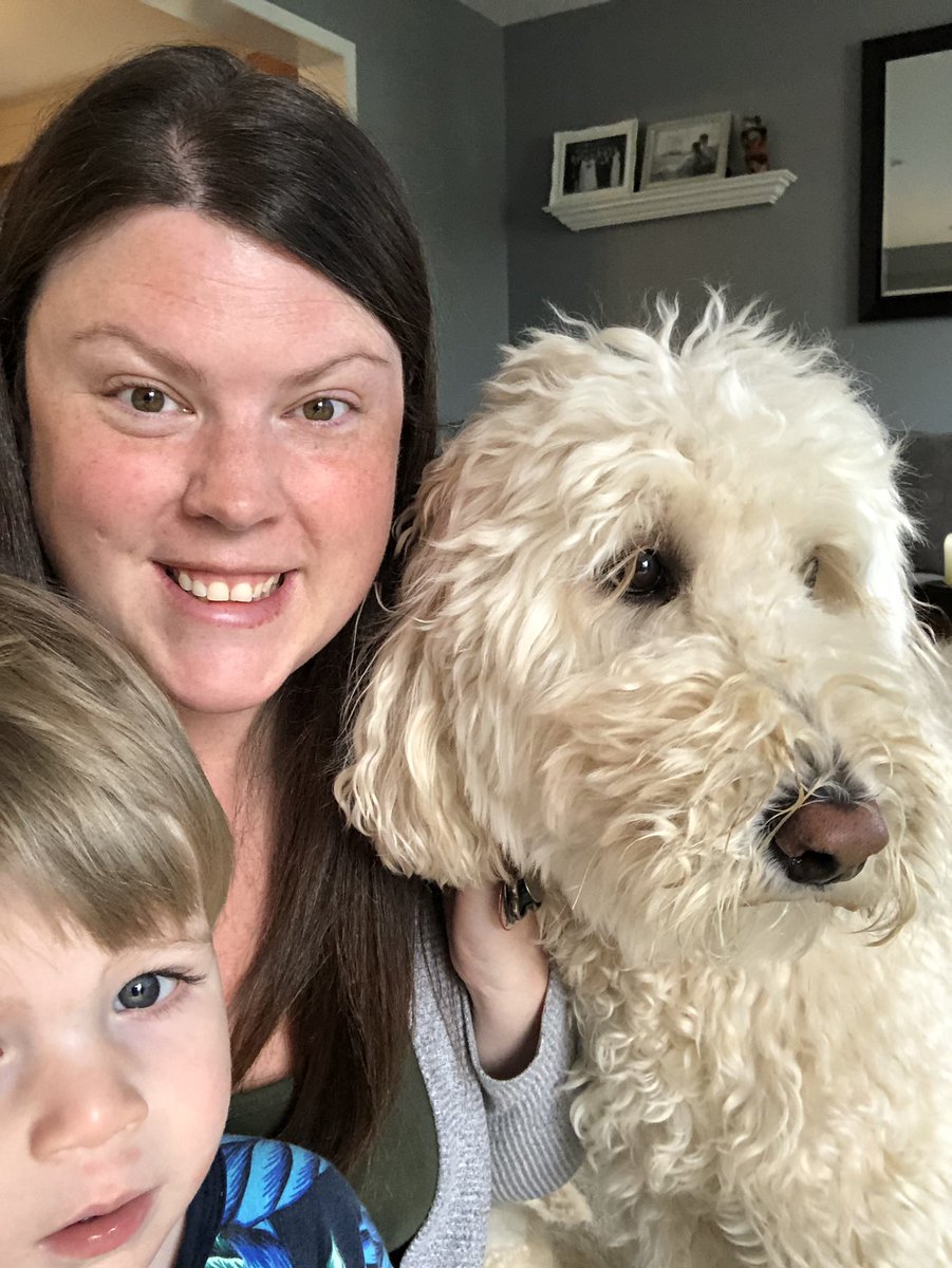 Here’s my (no makeup since March) selfie with Oliver (no haircut since Feb)! Love seeing your pets #HNTSO ! #TogetherApart