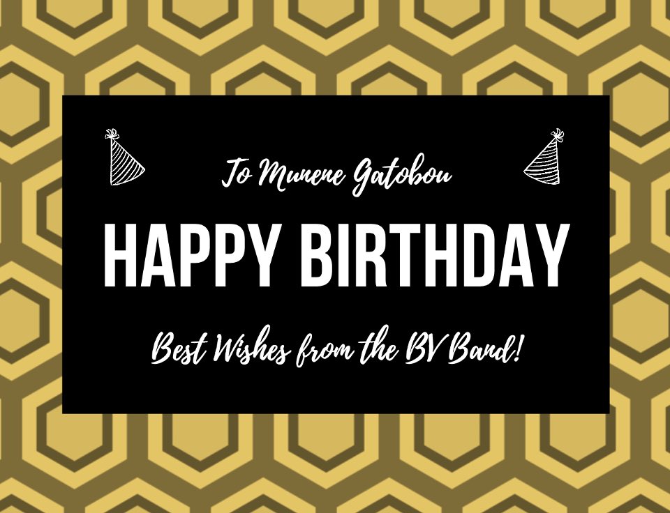 BVTigerBand's tweet photo. Happy Birthday Munene! We’re glad you got to spend the past 2 years with us in band. Have a marvelous birthday! 🥳🎉🎊 https://t.co/ytdiZvWMc0