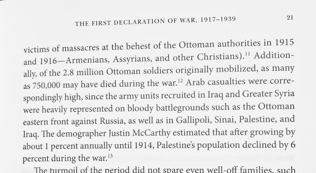 "the Ottoman Empire overall was dealt the heaviest wartime losses [in WW1] of any major combatant power ... Most of these casualties were civilians (.. victims of massacres at the behest of the Ottoman authorities in 1915 & 1916 - Armenians, Assyrians, and other Christians)"