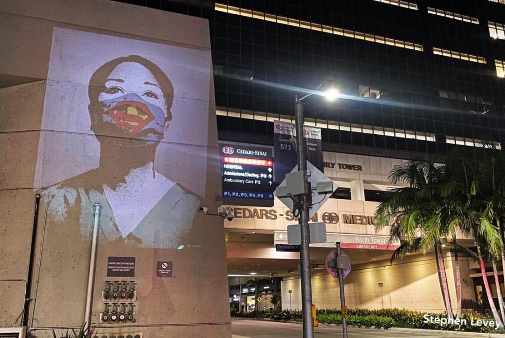 Cedars-Sinai (@cedarssinai) on Twitter photo Not all heroes wear capes, some wear scrubs! Thank you to street artist imfake and <a href="/leveyangeles/">LeveyAngeles</a> for this very touching tribute to our #HealthcareHeroes. #NursesWeek Not all heroes wear capes, some wear scrubs! Thank you to street artist imfake and <a href="/leveyangeles/">LeveyAngeles</a> for this very touching tribute to our #HealthcareHeroes. #NursesWeek