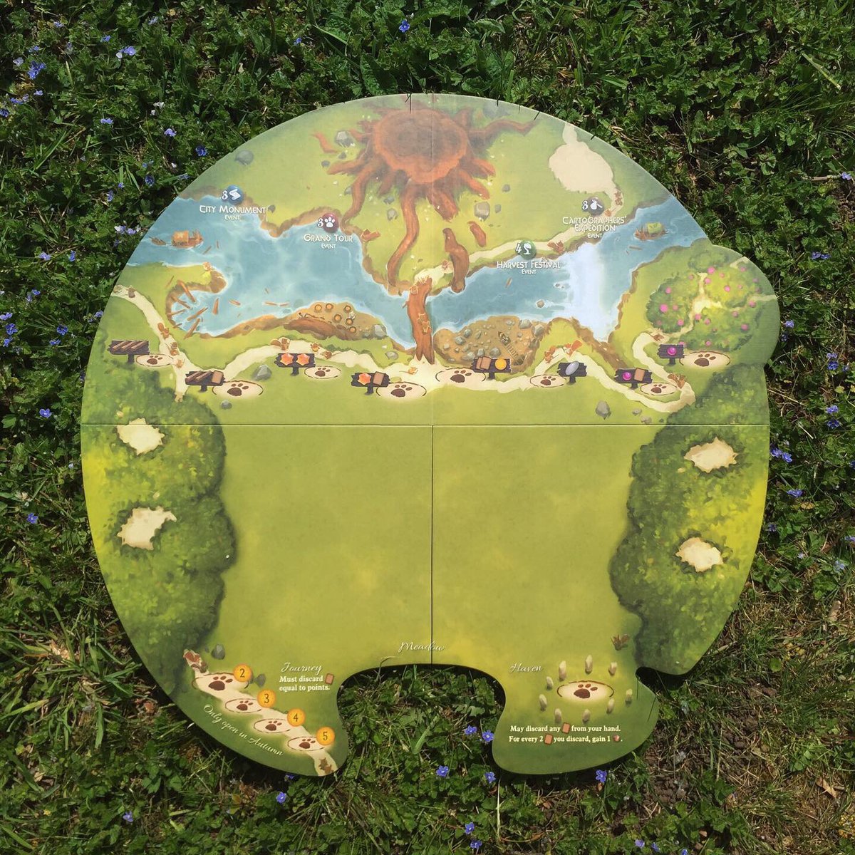 I got nominated to join in the Instagram #9days9boardschallenge! Here’s my first shot: the wonderful Everdell (<a href="/StarlingGames/">Starling Games</a>). I had to be super-careful leaning it against that tree! Luckily the weather was great today 🦉🐿🌞🦔🦡 #boardgame #starlinggames #bgg #boardgamegeek