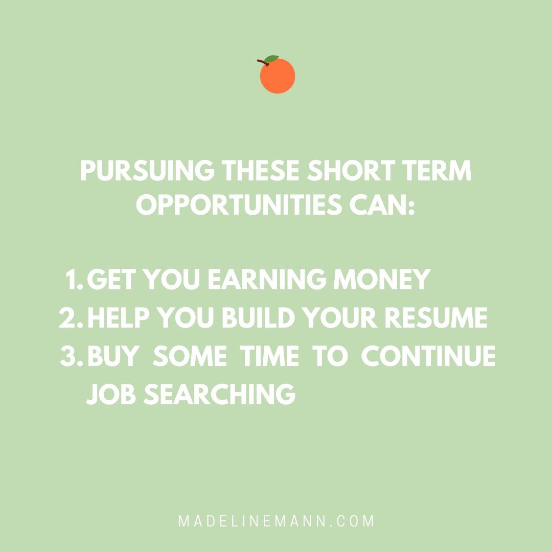 SM_Millennial's tweet photo. With some companies being hesitant to commit to long-term help right now, pursuing these short term opportunities can help you earn some money, buy you some time as you continue job searching and help you further build your resume. #careercoach #careeradvice #COVID19 https://t.co/iJn0MnQD5t