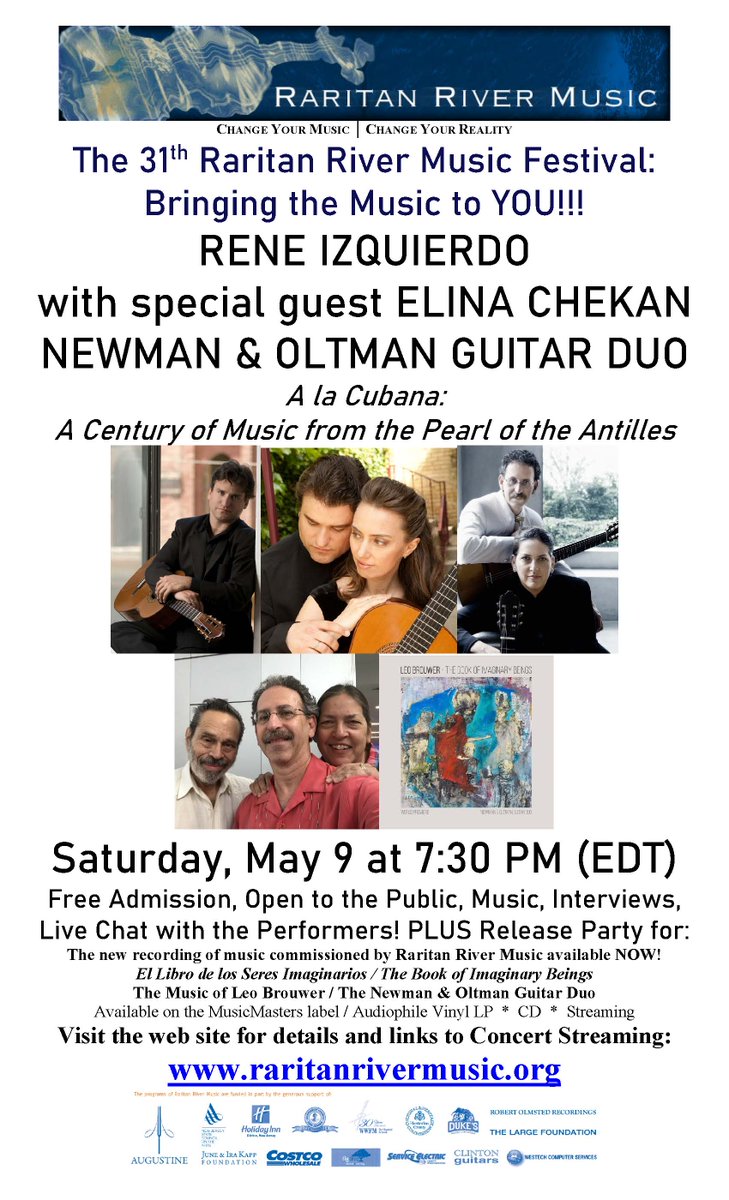 Tomorrow! Raritan River Music Festival. Free Live Stream Classical Guitar Concert! - mailchi.mp/4f13947a36ae/r…