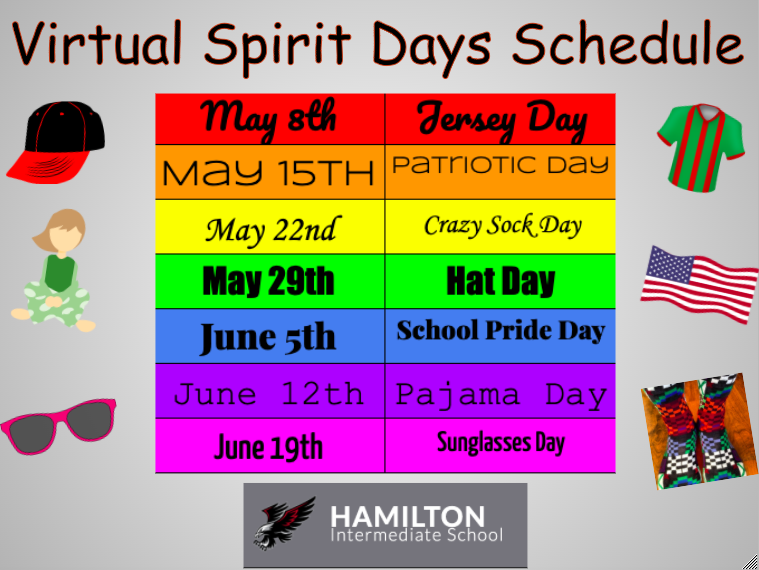 crilly_s's tweet photo. What a fun Google Meet session today! We had our first virtual spirit day (Jersey Day), listened to Charlie and the Chocolate Factory, played Kahoot, and ended it with some Fitness Friday fun! #distancelearning2020 #futurereadyhamitlon https://t.co/wZkJ1mZ9Ya