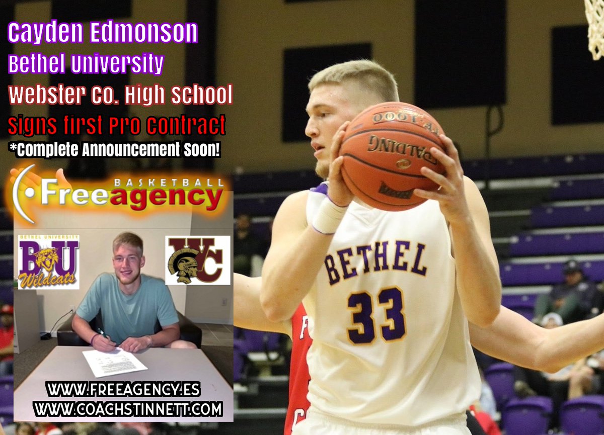CoachStinnett's tweet photo. Another Free Agency Client has signed for the 2020-21 season! Cayden Edmonson @CaydenEdmonson from Bethel Univ. @bethelmensbball and Webster Co HS @WchsA has signed his first pro contract in Europe. Team Announcement and details coming soon! https://t.co/Ao663lT02A
