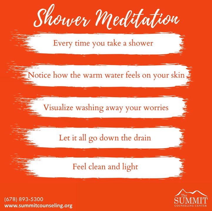 SummitCoCtr's tweet photo. Try this mindfulness exercise next time you take a shower!
https://t.co/kPMoijuszc
#summitcounselingatlanta #mentalhealthawareness #mindfulness #mentalhealthawarenessmonth #covid_19 https://t.co/Z0xUq5mFnK