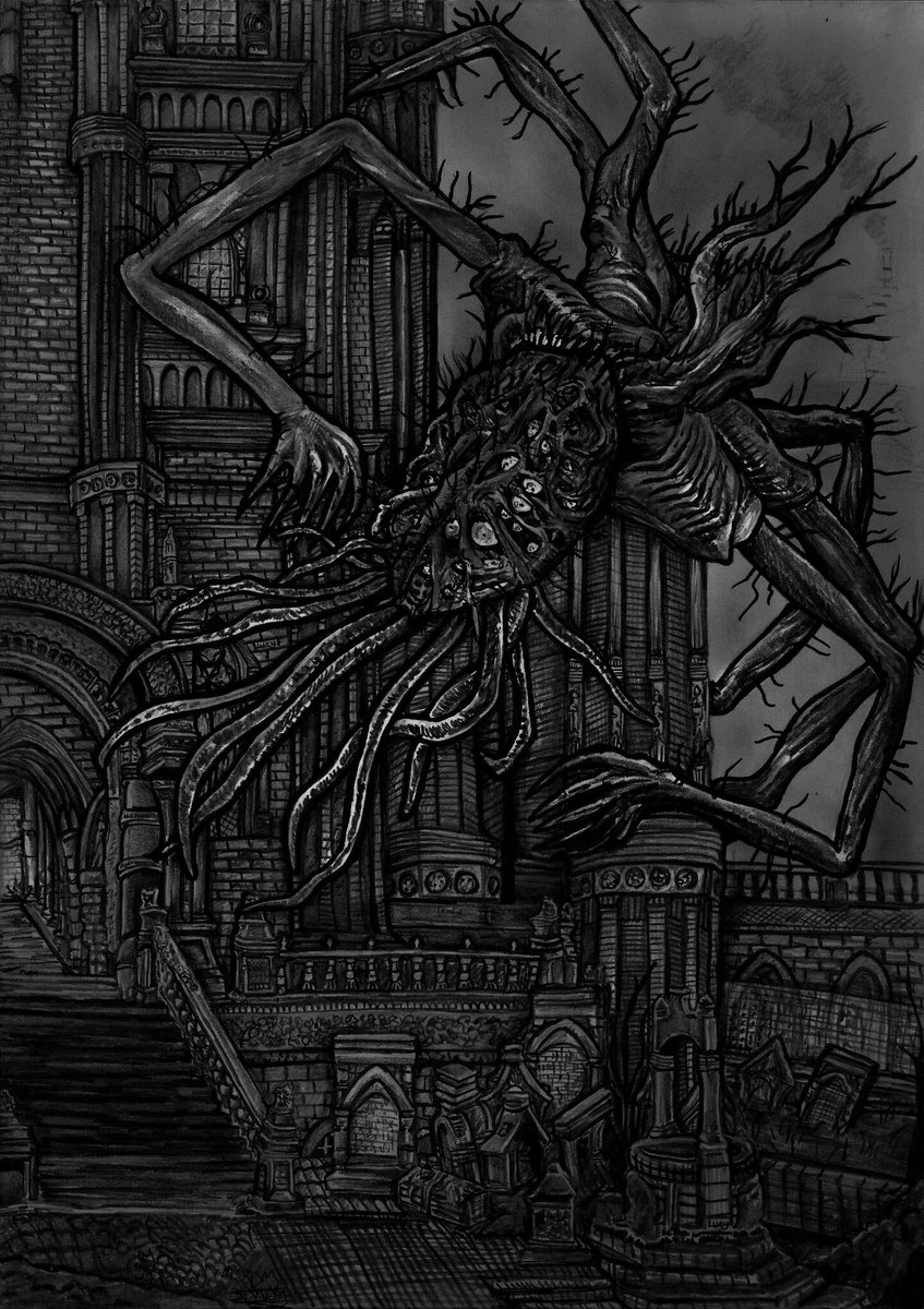 Louis94418326's tweet photo. My drawing of amygdala from the game bloodborne. #art #drawing #artist #bloodborne #lovecraft #lovecraftian #hplovecraft #darksouls #game #darkart #cthulhu #eyes #illustration #amygdala https://t.co/42TH5yE1Bu