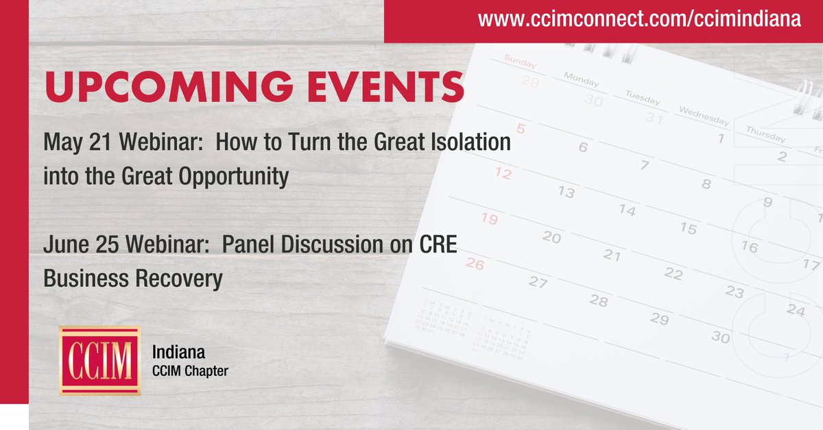 IndianaCCIM's tweet photo. You're welcome at our virtual table! We're talking #CRE recovery and at two upcoming virtual events.  Head to our website for details:  https://t.co/25blVkdIIr https://t.co/ssqfb1gPCp