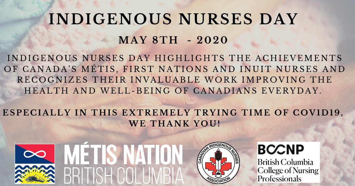 May 8, 2020 marks Indigenous Nurses Day!

Today, Métis Nation BC Honours all Indigenous Nurses, and all front line workers around the globe.  #indigenousnursesday #indigenousnursesday2020 #indigenousnurses