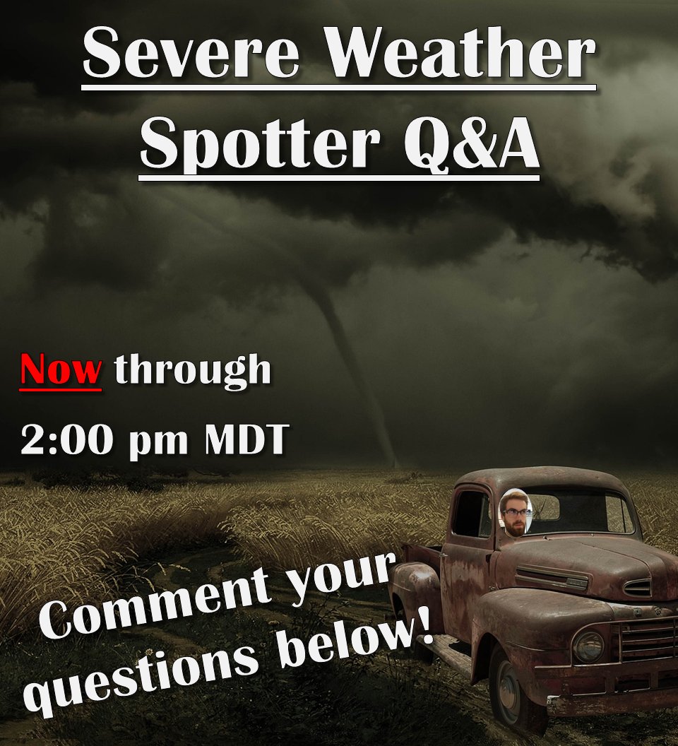 NWSBillings's tweet photo. Let our first #AskAMeteorologist #QandA session commence 😎

To get ready for severe weather, we want the focus of this session to be on wind and hail (with next week's session being on tornadoes and flooding) but we will of course let some off-topic questions slide 😉 #mtwx https://t.co/GZCXXt2my9