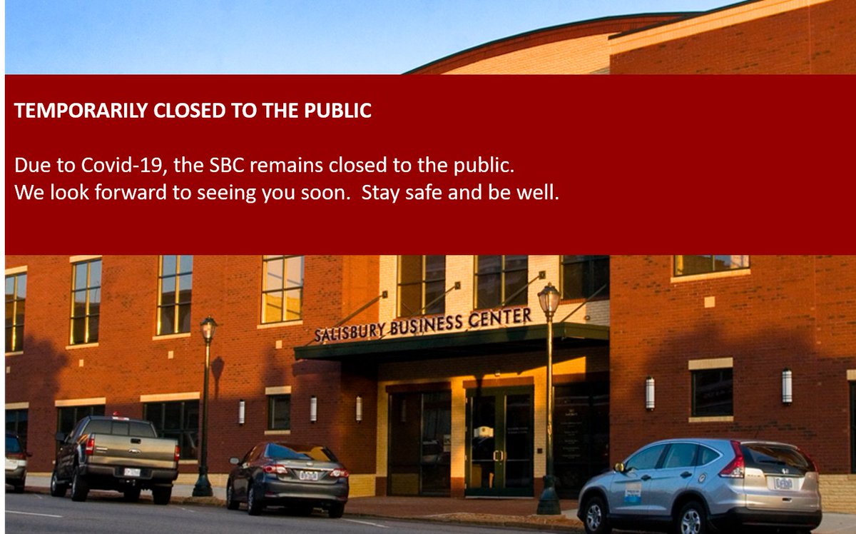 COVID 19 - SBC remains closed to the public.  We look forward to seeing you soon.  Stay safe and be well. 

salisburybusinesscenter.com