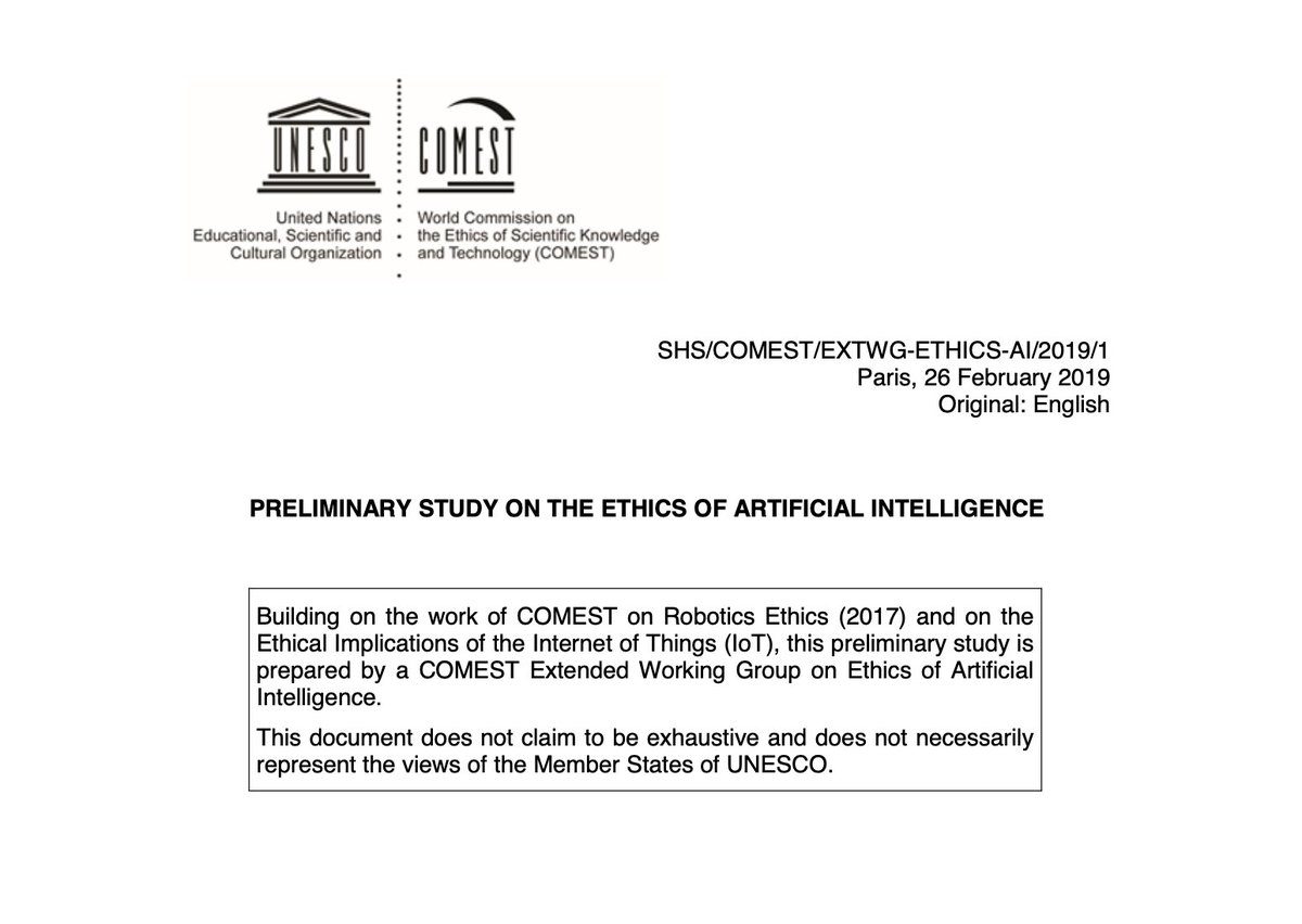 juarezmojica's tweet image. Aquí el Estudio Preliminar sobre la Ética en la #InteligenciaArtificial 🤖que elaboramos en la Comisión Mundial de Ética del Conocimiento Científico y la Tecnología (#COMEST) en 2019.  
unesdoc.unesco.org/ark:/48223/pf0…