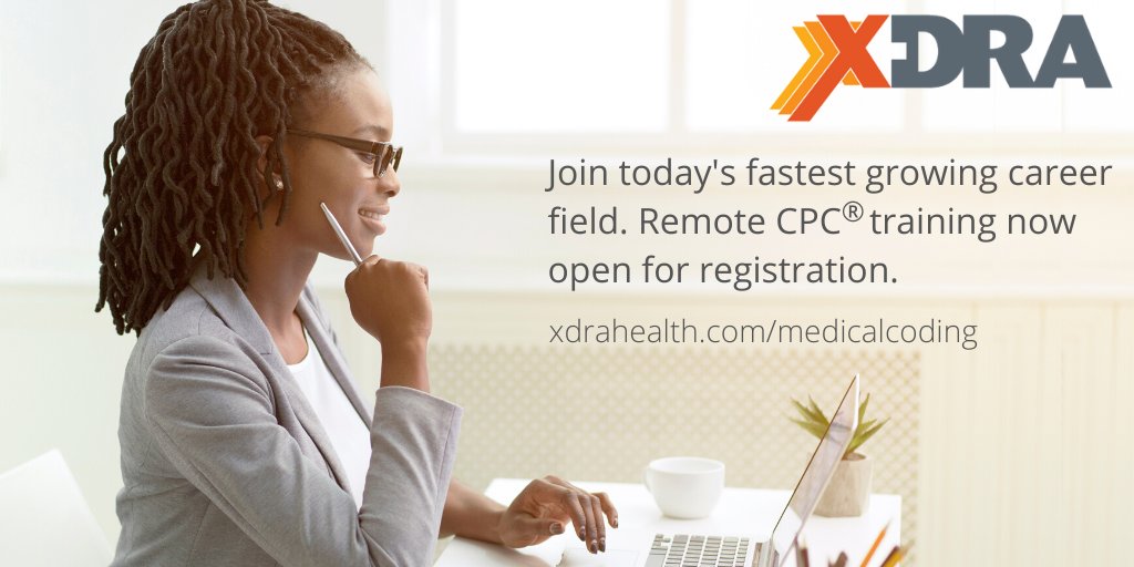 XDRAHealth's tweet photo. Invest in yourself with a medical coding training program. Our 16-week remote training course will prepare you with technical skills and professional knowledge to join today's fastest growing career field. Register today at https://t.co/ZdfH28w6R4 #CPC #AAPC #remotetraining https://t.co/Jt63FRnp16