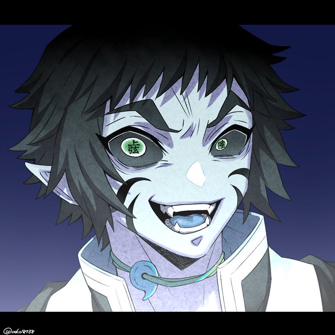 アケオさんがTwitterに投稿した獪岳(鬼滅の刃)のイラスト。