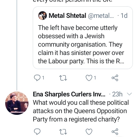 A Labour supporter got really angry about it. Apparently Jews suggesting how an antisemitic organisation could be less racist is an illegal and undemocratic political attack!!...>>