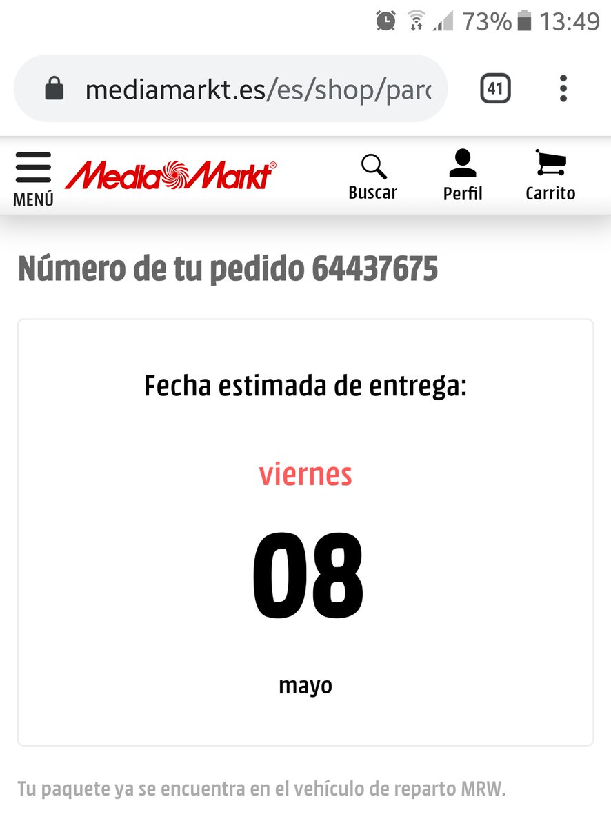 ladytorcida's tweet photo. .@MRW_clientes @mrw_es ha devuelto mi paquete cuando hoy mismo se confirmaba el reparto y no entiendo el motivo ni puedo contactarles. ¿Me quedo sin pedido @MediaMarktAC @MediaMarkt_es y sin dinero desde el 21/4? ¿Alguien me aclara el estado de esta transacción y qué pasa ahora? https://t.co/JLZkEVyURo