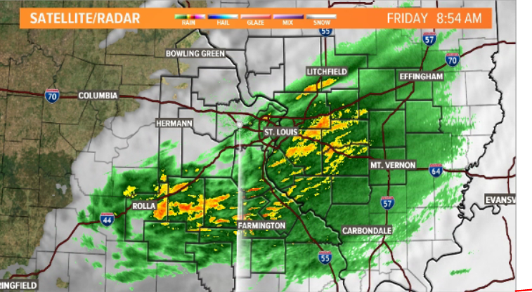 WthrmnSlaughter's tweet photo. Rain is wrapping up on the MO side of the river...a few more lingering showers for the IL side...The rest of the day is breezy with some sun, 50s for highs. #TISL #Friday #STLwx #StLouisRain #MothersDayWeekend @ksdknews https://t.co/B1V6Lz2Xn6